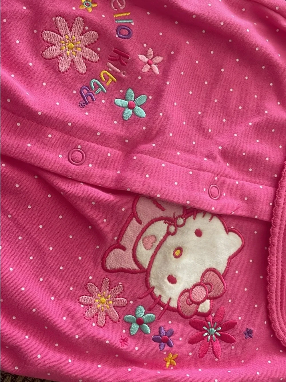 Sanrio Hello Kitty Pink Polka-Dot Footed One-Piece